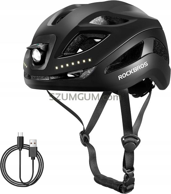 Kask rowerowy Rockbros ZK-077 z zintegrowanym oświetleniem 360°, black