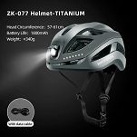 Kask rowerowy Rockbros ZK-077 z zintegrowanym oświetleniem 360°, titan - 2