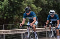 Spodenki rowerowe Rogelli HERO II z żelową wkładką, niebiesko-limonkowe - 9