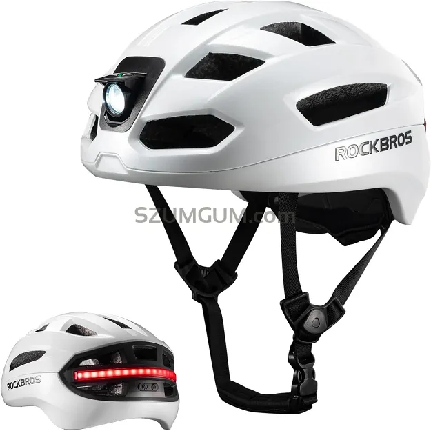 Inteligętny kask Rockbros ZK-031 white – zdalnie sterowane oświetlenie i kierunkowskazy