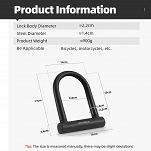 Zapięcie rowerowe Rockbros U-lock - RKS610-BK - 3