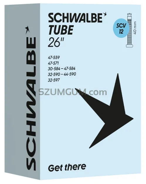 Dętka Schwalbe Standard SCV12 (Clik Valve) – 26″ / 27,5″, 30–47 mm (1.2″–1.85″), zawór 40 mm, 140g
