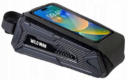 Wodoodporna torebka na telefon na górę ramy - Wild Man M90 czarna