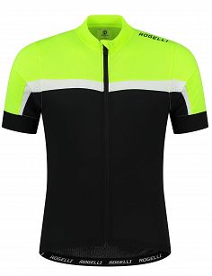Koszulka rowerowa Rogelli COURSE, czarno-odblaskowo żółto-biała roz. M
