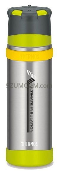 Thermos 0,5L Mountain - Termos z kubkiem do warunków ekstremalnych - Limonkowy-silver