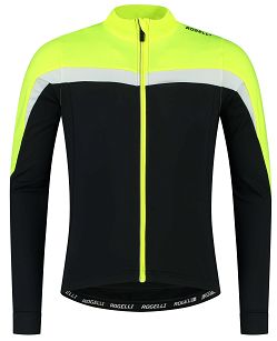 Ocieplana bluza rowerowa Rogelli COURSE, czarno-odblaskowo żółto-biała- XL