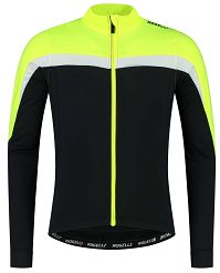 Ocieplana bluza rowerowa Rogelli COURSE, czarno-odblaskowo żółto-biała- XL