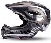 Kask rowerowy Rockbros TT-32SBTG dziecięcy z odpinaną szczęką - S(48-54 cm) / M(54-58 cm) - czarno-szary - 3