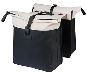 Torba miejska Basil Vive - Double Pannier Bag MIK - 28-35L - off-white/black - 2