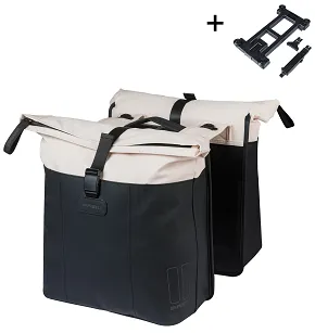 Torba miejska Basil Vive - Double Pannier Bag MIK - 28-35L - off-white/black