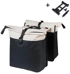 Torba miejska Basil Vive - Double Pannier Bag MIK - 28-35L - off-white/black
