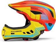 Kask rowerowy Rockbros TT-32SOYB dziecięcy z odpinaną szczęką - S (48-54 cm) / M (54-58 cm) - żółto-pomarańczowy - 3