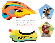 Kask rowerowy Rockbros TT-32SOYB dziecięcy z odpinaną szczęką - S (48-54 cm) / M (54-58 cm) - żółto-pomarańczowy - 4