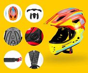 Kask rowerowy Rockbros TT-32SOYB dziecięcy z odpinaną szczęką - S (48-54 cm) / M (54-58 cm) - żółto-pomarańczowy - 9