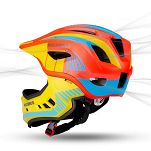 Kask rowerowy Rockbros TT-32SOYB dziecięcy z odpinaną szczęką - S (48-54 cm) / M (54-58 cm) - żółto-pomarańczowy - 11