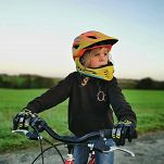 Kask rowerowy Rockbros TT-32SOYB dziecięcy z odpinaną szczęką - S (48-54 cm) / M (54-58 cm) - żółto-pomarańczowy - 6