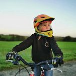 Kask rowerowy Rockbros TT-32SOYB dziecięcy z odpinaną szczęką - S (48-54 cm) / M (54-58 cm) - żółto-pomarańczowy - 6