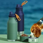 Asobu Buddy Bottle - butelka termiczna z miską na wodę i karmę - blue - 5