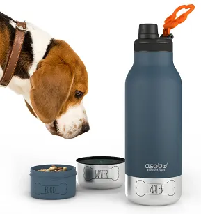 Asobu Buddy Bottle - butelka termiczna z miską na wodę i karmę - blue