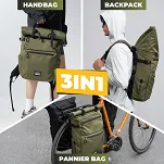 Uniwersalna miejska sakwa rowerowa z funkcją plecaka Rockbros A34 - green - 2