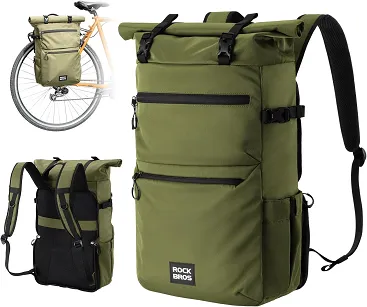 Uniwersalna miejska sakwa rowerowa z funkcją plecaka Rockbros A34 - green