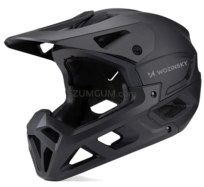 Kask rowerowy fullface Wozinsky z odpinanym daszkiem -  czarny