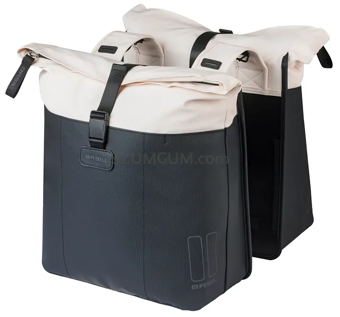 Torba miejska Basil Vive - Double Pannier Bag - 28-35L - off-white/black