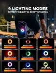 Lampka tylna Rockbros Q1 Ultra Multicolor z czujnikiem hamowania - 6