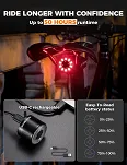 Lampka tylna Rockbros Q1 Ultra Multicolor z czujnikiem hamowania - 8