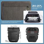 Wodoszczelna, uniwersalna sakwa rowerowa Rockbros AS-001-2BG | 20L szara - 7