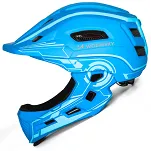 Kask rowerowy fullface dziecięcy Wozinsky z zdejmowaną szczęką i tylną lampką USB 52-56 cm - niebieski - 5