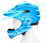 Kask rowerowy fullface dziecięcy Wozinsky z zdejmowaną szczęką i tylną lampką USB 52-56 cm - niebieski - 6