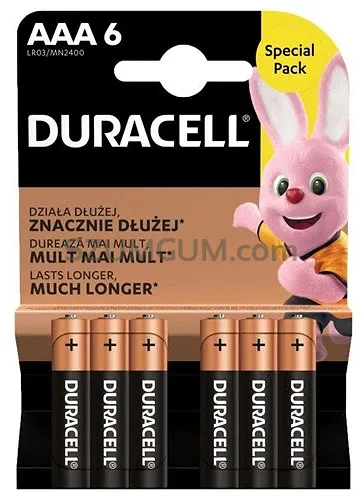Baterie LR03 Duracell AAA alkaline Plus Power 6 szt. blister