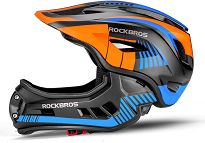 Kask rowerowy Rockbros TT-32SOBL dziecięcy/młodzieżowy z odpinaną szczęką - S(48-54 cm) - M(54-58) - czarno-pomarańczowy - 3