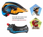 Kask rowerowy Rockbros TT-32SOBL dziecięcy/młodzieżowy z odpinaną szczęką - S(48-54 cm) - M(54-58) - czarno-pomarańczowy - 4