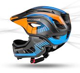 Kask rowerowy Rockbros TT-32SOBL dziecięcy/młodzieżowy z odpinaną szczęką - S(48-54 cm) - M(54-58) - czarno-pomarańczowy - 7