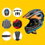 Kask rowerowy Rockbros TT-32SOBL dziecięcy/młodzieżowy z odpinaną szczęką - S(48-54 cm) - M(54-58) - czarno-pomarańczowy - 8