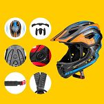 Kask rowerowy Rockbros TT-32SOBL dziecięcy/młodzieżowy z odpinaną szczęką - S(48-54 cm) - M(54-58) - czarno-pomarańczowy - 8