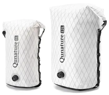 Ultralekki wodoodporny worek kompresyjny Qunature Bikepacking 6L lub 12L - white