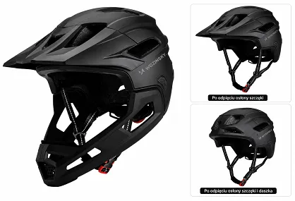 Kask rowerowy fullface Wozinsky z odpinanym daszkiem i sczęką - 57-62 cm - czarny