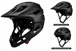 Kask rowerowy fullface Wozinsky z odpinanym daszkiem i sczęką - 57-62 cm - czarny