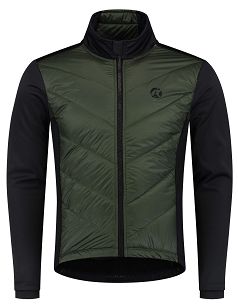 Zimowa kurtka rowerowa z syntetycznym pierzem Rogelli WADDED 2.0 o hybrydowej konstrukcji, khaki-czarna