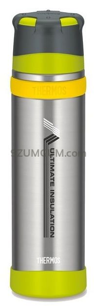 Thermos 0,9L Mountain - Termos z kubkiem do warunków ekstremalnych - Limonkowy-silver