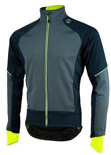 Silnie ocieplana softshellowa kurtka Rogelli TRANI 4.0 z oddychającym tylnym panelem, czarna-żółta odblaskowa roz. M