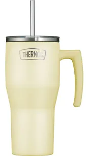 Termokubek Thermos Refreshing 0,85 L - z uchwytem i słomką - matowo waniliowy