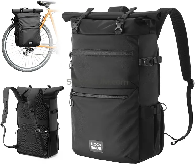 Uniwersalna miejska sakwa rowerowa z funkcją plecaka Rockbros A34 - black