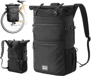 Uniwersalna miejska sakwa rowerowa z funkcją plecaka Rockbros A34 - black