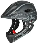 Kask rowerowy fullface dziecięcy Wozinsky z zdejmowaną szczęką i tylną lampką USB 52-56 cm - szary - 2