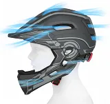 Kask rowerowy fullface dziecięcy Wozinsky z zdejmowaną szczęką i tylną lampką USB 52-56 cm - szary - 7