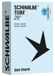 Dętka Schwalbe Standard SCV15 (Clik Valve) – 28″ / 700c, 23–30 mm (0.9″–1.2″), zawór 40 lub 60 mm, 105g